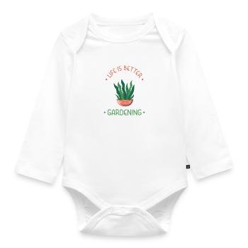 Leben mit Gartenpflanzen Naturliebhaber Gärtner - Baby Bio-Langarm-Body - Weiß - Vorne