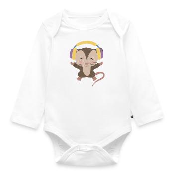 Casque pour musicien Opossum Listening Music Notes - Body Bébé bio manches longues - blanc - Devant