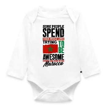 Maroc Maroc Maroc Flag Citation amusante - Body Bébé bio manches longues - blanc - Devant