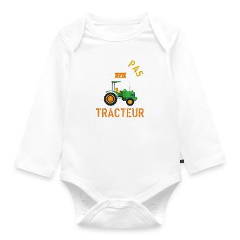 J'Peux Pas J'Ai Tracteur cadeau humour - Body Bébé bio manches longues - blanc - Devant