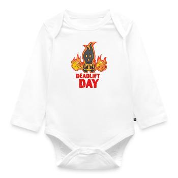 Deadlift Day Training Powerlifter Barbell Gym - Organic Longsleeve Baby Bodysuit - white - Front