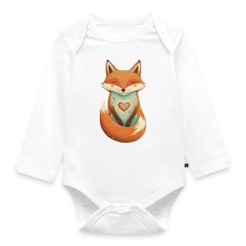 Fox Forest Animaux Amour Coeur Nature Animal Enfant Bébé - Body Bébé bio manches longues - blanc - Devant