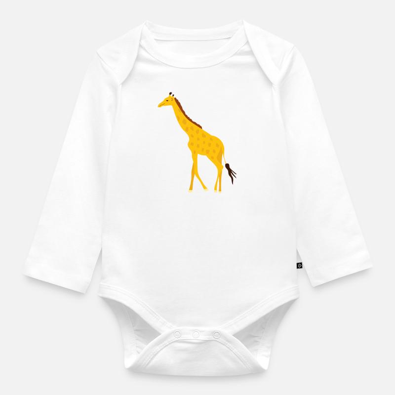Giraffe - Baby Bio-Langarm-Body - Weiß