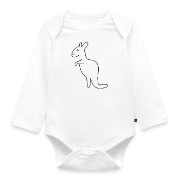Kangaroo Cute Drawing Sketch Wildlife Safari - Organic Longsleeve Baby Bodysuit - white - Front