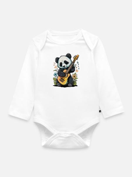 Rockin Panda - Baby Bio-Langarm-Body - Weiß