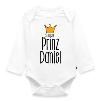 Strampler Prinz Daniel - Baby Spruch lustig - Baby Bio-Langarm-Body - Weiß - Vorne
