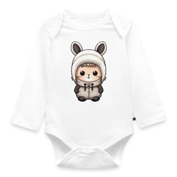 Hase Winter Comic - Baby Bio-Langarm-Body - Weiß - Vorne