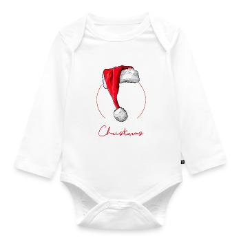 Santa Basenji Merry Christmas Hunde Wilsigns - Baby Bio-Langarm-Body - Weiß - Vorne