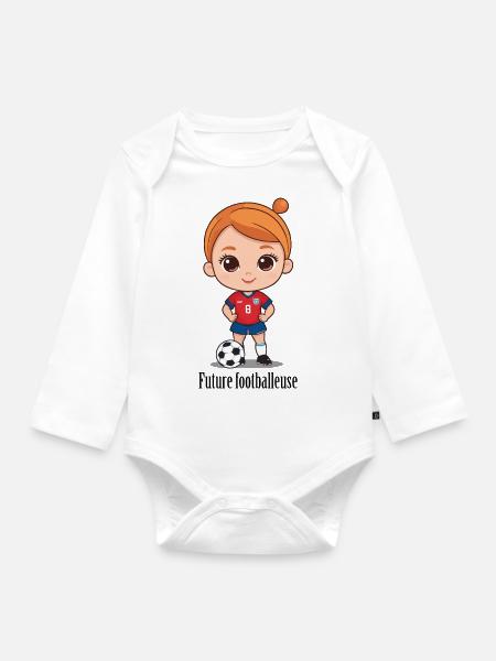 Future footballeuse - Body Bébé bio manches longues - blanc