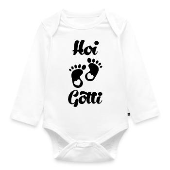 Hoi Gotti hallo Tante Patentante Schwangerschaft - Baby Bio-Langarm-Body - Weiß - Vorne