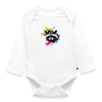 Urban Splash : le « raton laveur Splash » - Body Bébé bio manches longues - blanc - Devant