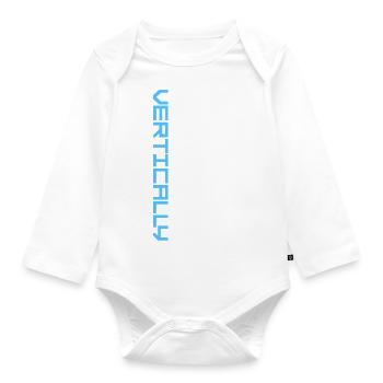 verticalement défié drôle petit gens blague hommes - Body Bébé bio manches longues - blanc - Devant