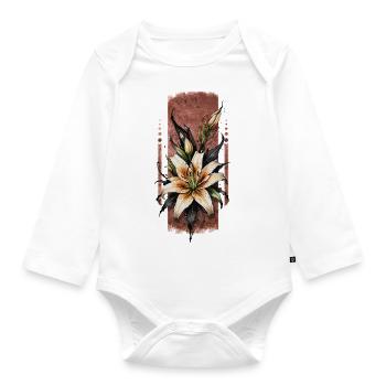 Zauberhafte Orchideen: Florales Design - Baby Bio-Langarm-Body - Weiß - Vorne