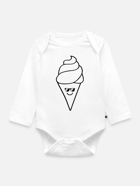 icecream - Baby Bio-Langarm-Body - Weiß