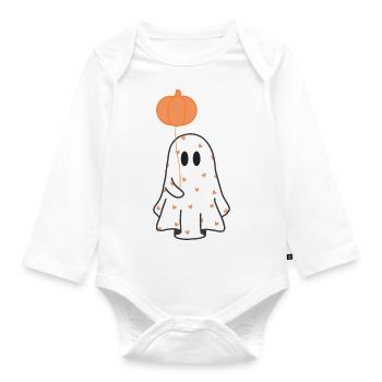 Cute Heart Ghost - Organic Longsleeve Baby Bodysuit - white - Front