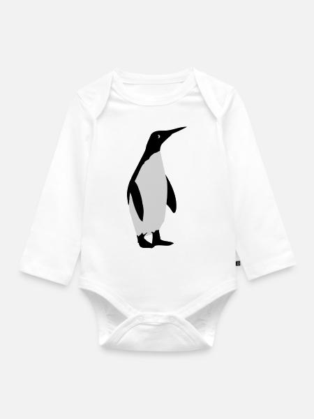 Pinguin - Baby Bio-Langarm-Body - Weiß
