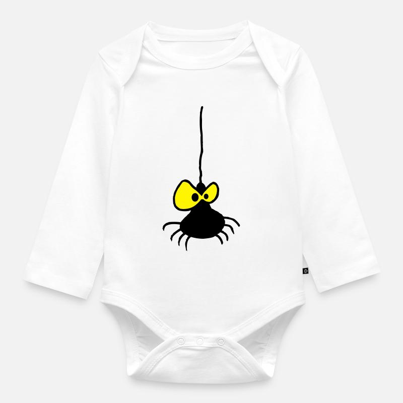Grumpy Spider Zweifarbiges Design - Baby Bio-Langarm-Body - Weiß