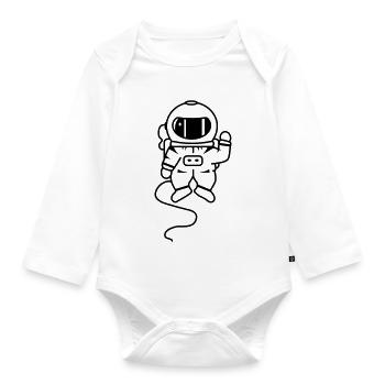 kleiner Astronaut im Weltall - Baby Bio-Langarm-Body - Weiß - Vorne
