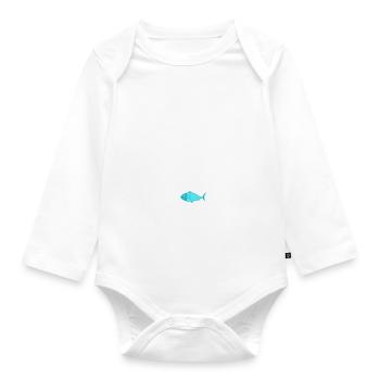 née pour aller à la pêche avec papa père et fille - Body Bébé bio manches longues - blanc - Devant