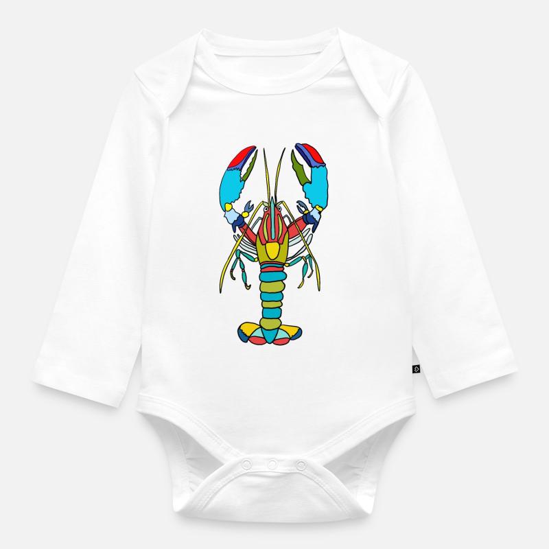 Crabe coloré style néon - Body Bébé bio manches longues - blanc