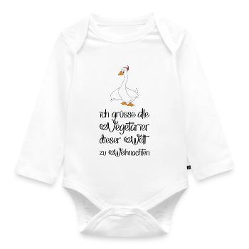 Lustige Geschenke für Vegetarier zu Weihnachten - Baby Bio-Langarm-Body - Weiß - Vorne
