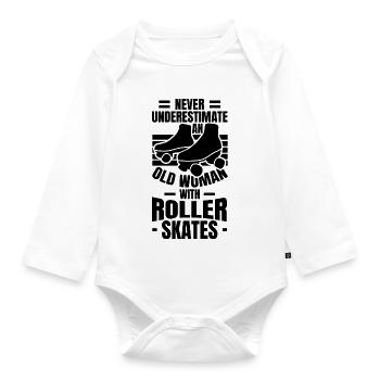Roller Skater Grandma - Organic Longsleeve Baby Bodysuit - white - Front