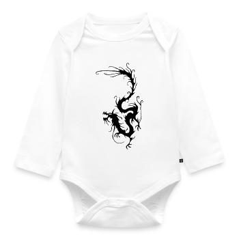 Black Smoke Dragon - Organic Longsleeve Baby Bodysuit - white - Front