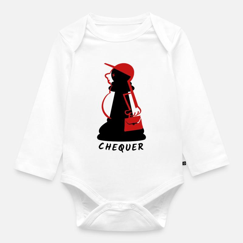 Chequer - Organic Longsleeve Baby Bodysuit - white