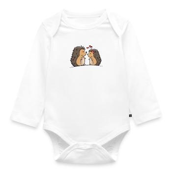 Igel Paar mit Herzen - Baby Bio-Langarm-Body - Weiß - Vorne