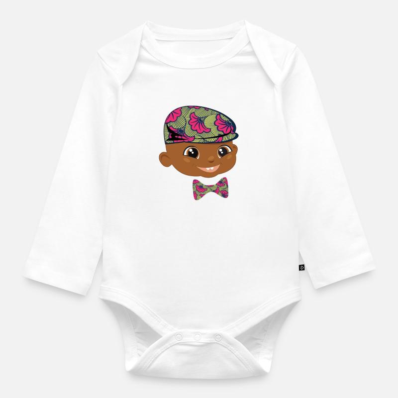 Kleiner Junge lächelt - Baby Bio-Langarm-Body - Weiß