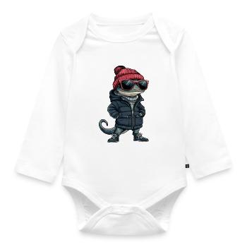 Echse Winter - Baby Bio-Langarm-Body - Weiß - Vorne