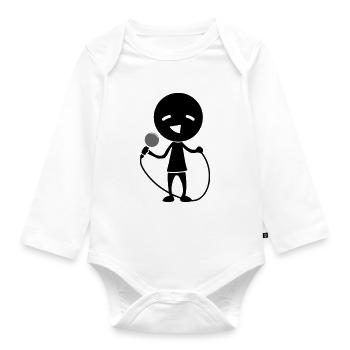 Chanteur avec micro - Body Bébé bio manches longues - blanc - Devant