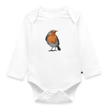 robin - Organic Longsleeve Baby Bodysuit - white - Front
