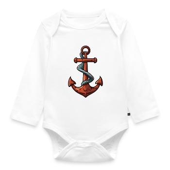 Anker Symbol Hafen - Baby Bio-Langarm-Body - Weiß - Vorne
