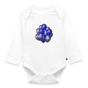 ballons,blaue ballons,geburtstag,silber - Baby Bio-Langarm-Body - Weiß - Vorne