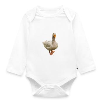 Clever beautiful goose - Organic Longsleeve Baby Bodysuit - white - Front