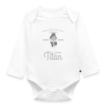 Künstliches Knie Spruch Prothese - Baby Bio-Langarm-Body - Weiß - Vorne