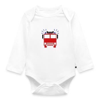 Fire Department - Organic Longsleeve Baby Bodysuit - white - Front