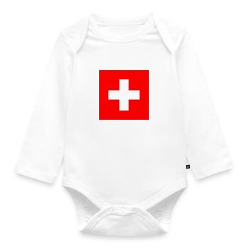 Schweizerkreuz klein - Baby Bio-Langarm-Body - Weiß - Vorne