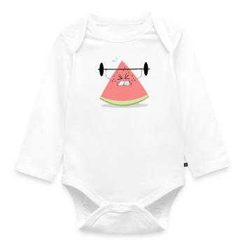 Wassermelone - Baby Bio-Langarm-Body - Weiß - Vorne