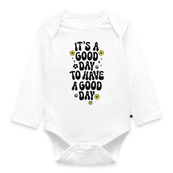 It's a good day to have a good day Saying Peace - Organic Longsleeve Baby Bodysuit - white - Front