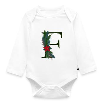 F – dekoratives Schriftzeichen – Weihnachten - Baby Bio-Langarm-Body - Weiß - Vorne