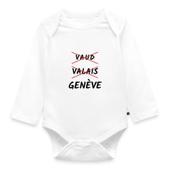 genève humour drapeau et ville de Genève cadeau - Body Bébé bio manches longues - blanc - Devant