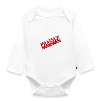 Fragile - Handle with Care - Organic Longsleeve Baby Bodysuit - white - Front