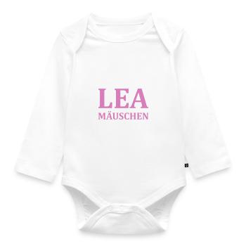Lea Mäuschen - einzigartiges Design fürs Baby - Baby Bio-Langarm-Body - Weiß - Vorne