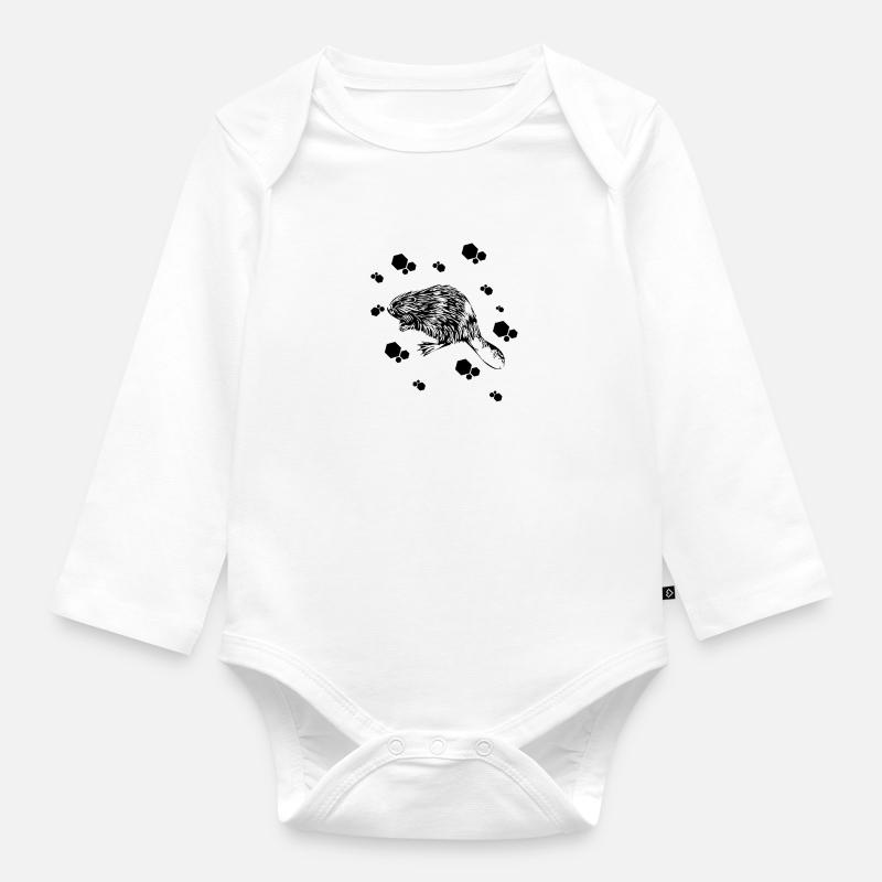 Marder - Hermelin - Wiesel - Baby Bio-Langarm-Body - Weiß