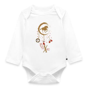 Pferd Weihnachten Weihnachtstraumfänger - Baby Bio-Langarm-Body - Weiß - Vorne