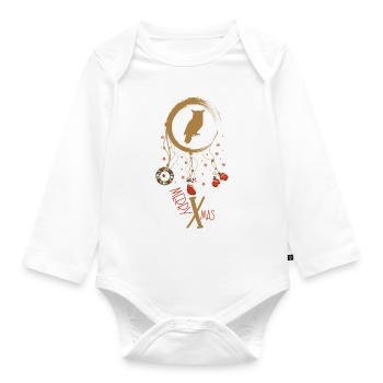 Eule Weihnachten Weihnachtstraumfänger - Baby Bio-Langarm-Body - Weiß - Vorne