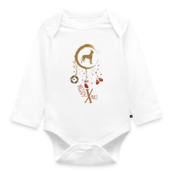 Deutsche Dogge Weihnachten Weihnachtstraumfänger - Baby Bio-Langarm-Body - Weiß - Vorne