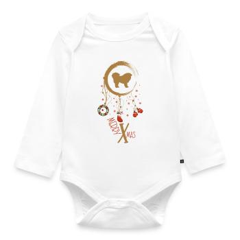 Tibetische Dogge Weihnachten Weihnachtstraumfänger - Baby Bio-Langarm-Body - Weiß - Vorne